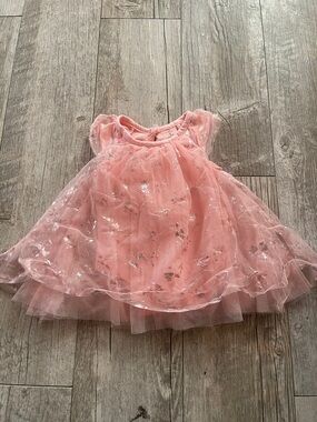 Baby Starters Pink Glitter Floral Tulle Dress